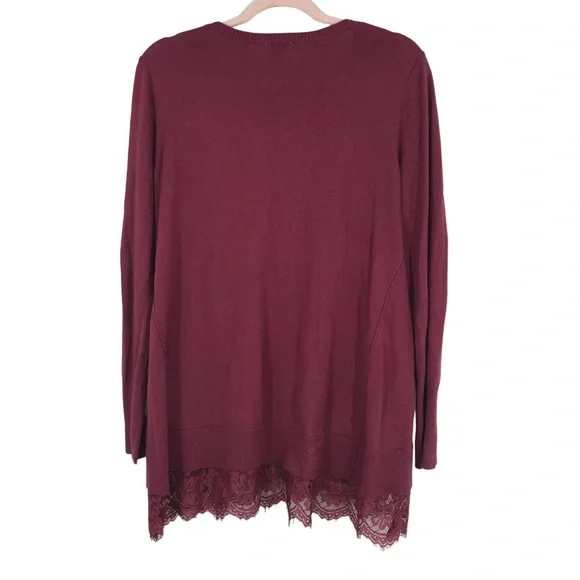 LOGO Lori Goldstein Cashmere Blend Tunic Top w/Lace Hem, Super Soft SZ M - Picture 2 of 8